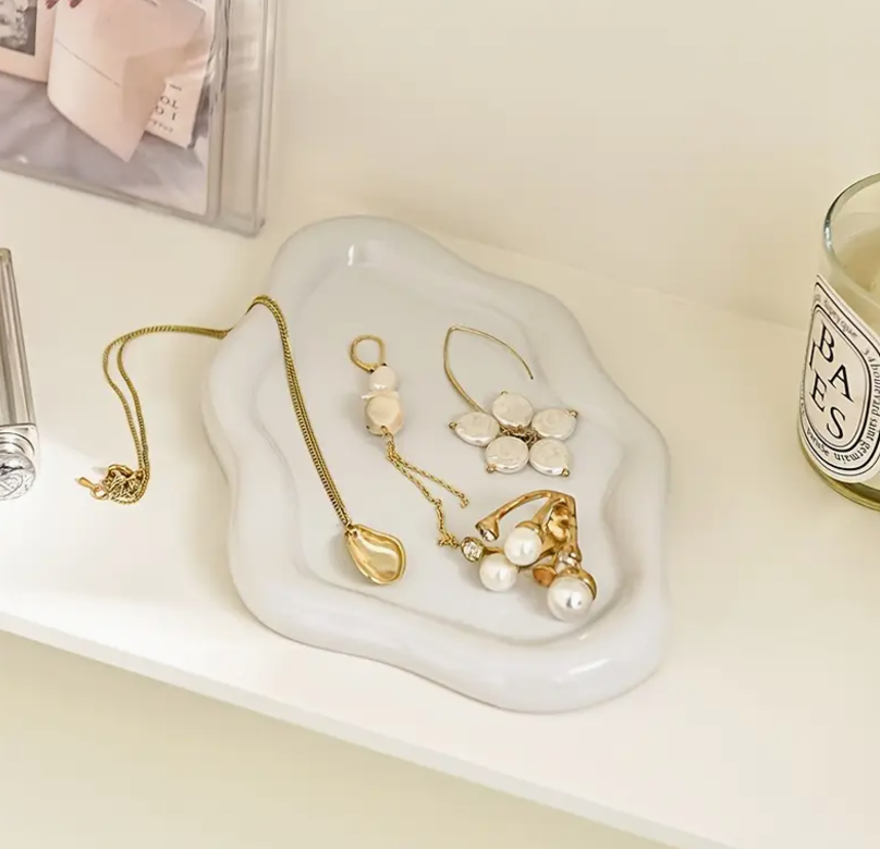 PLATO JOYERO DE CERAMICA NUBE BLANCO