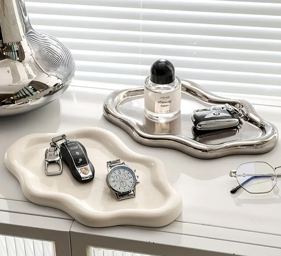 PLATO JOYERO DE CERAMICA NUBE BLANCO