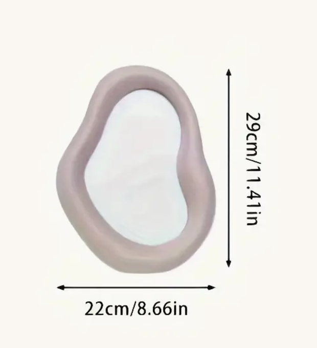 ESPEJO DE MAQUILLAJE DE CERAMICA FORMA IRREGULAR BALNCO