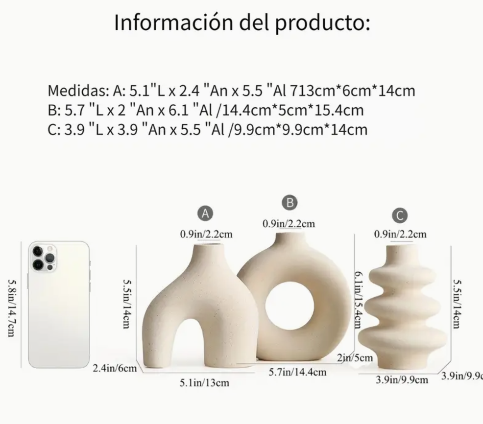 JUEGO DE TRES JARRONES DECORATIVOS