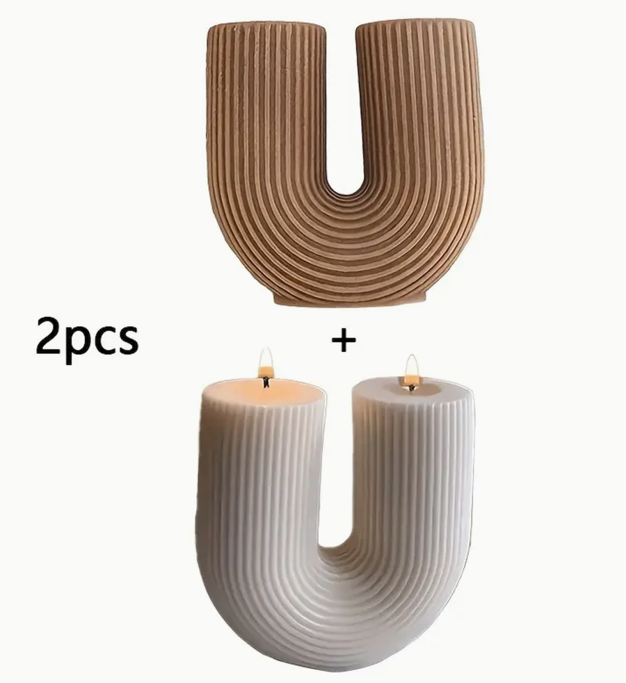 2 PZA VELA AROMATICA DE SOYA FORMA EN U
