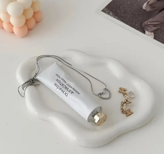 PLATO JOYERO DE CERAMICA NUBE BLANCO